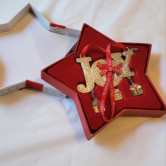 Tipperary Crystal 🎄 JOY Photo Frame Christmas Ornament w/ Hanging Gift Charms! - Picture 4 of 9